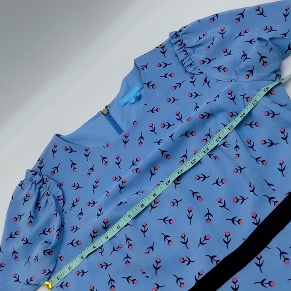 Draper James Collection Border Print Floral Tulip Dress Size 8 Blue/Pink Silk - Picture 5 of 12